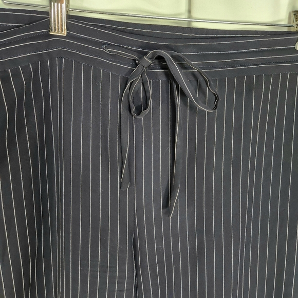 attention Navy & White Pin Striped Draw String Waist Pants Plus Size XXLarge - Picture 2 of 8